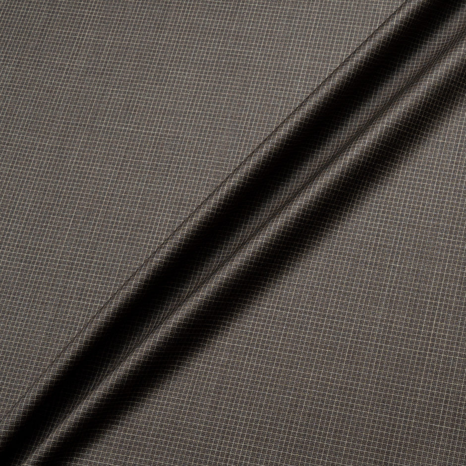 Brown Checkered Super 170s Wool & Silk Blend Suiting