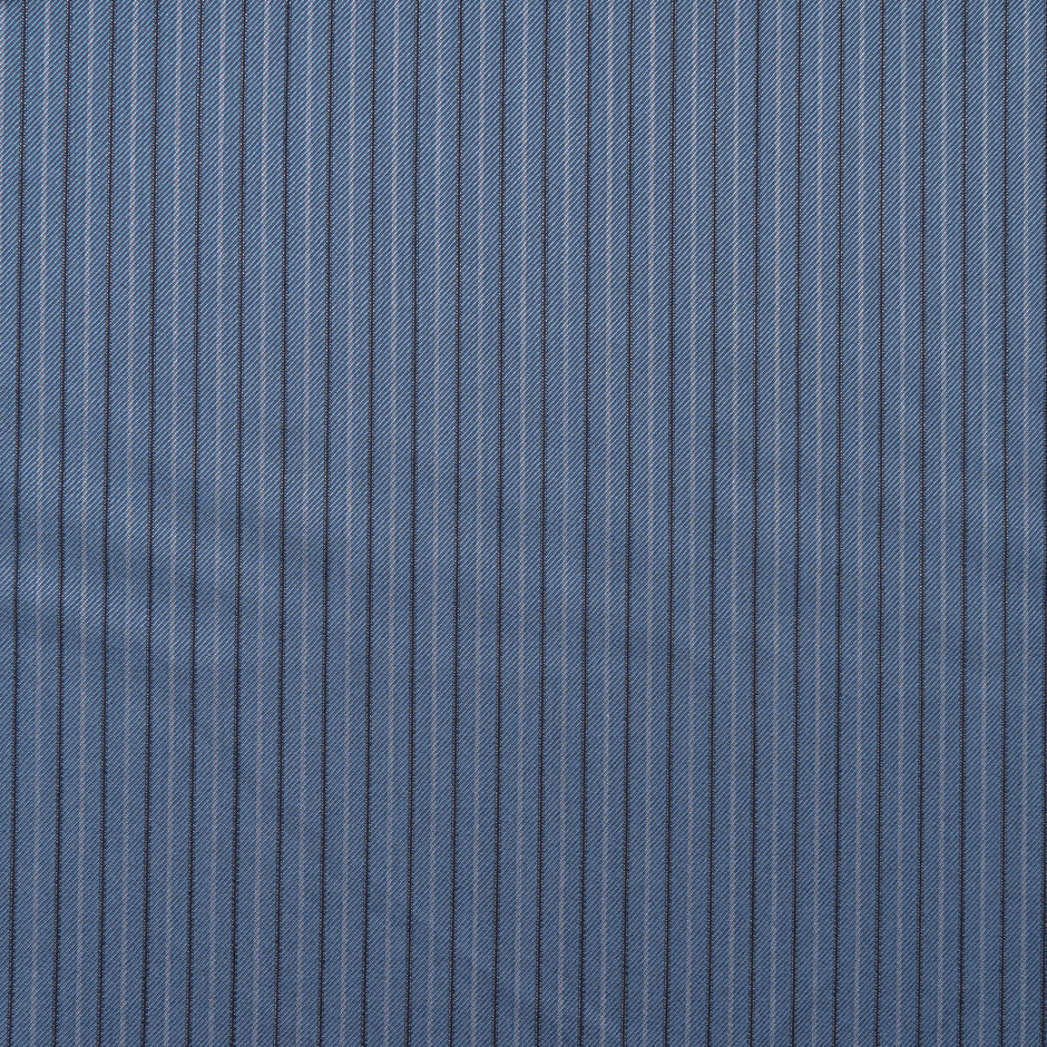 Black Pinstriped Blue Super 150s Wool Suiting