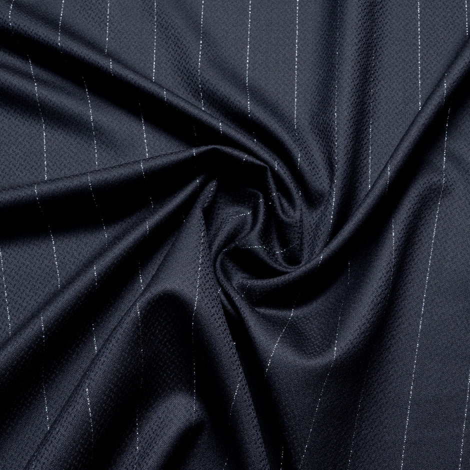 Super 120s Worsted Wool & Cashmere Blue Pinstripe Suiting