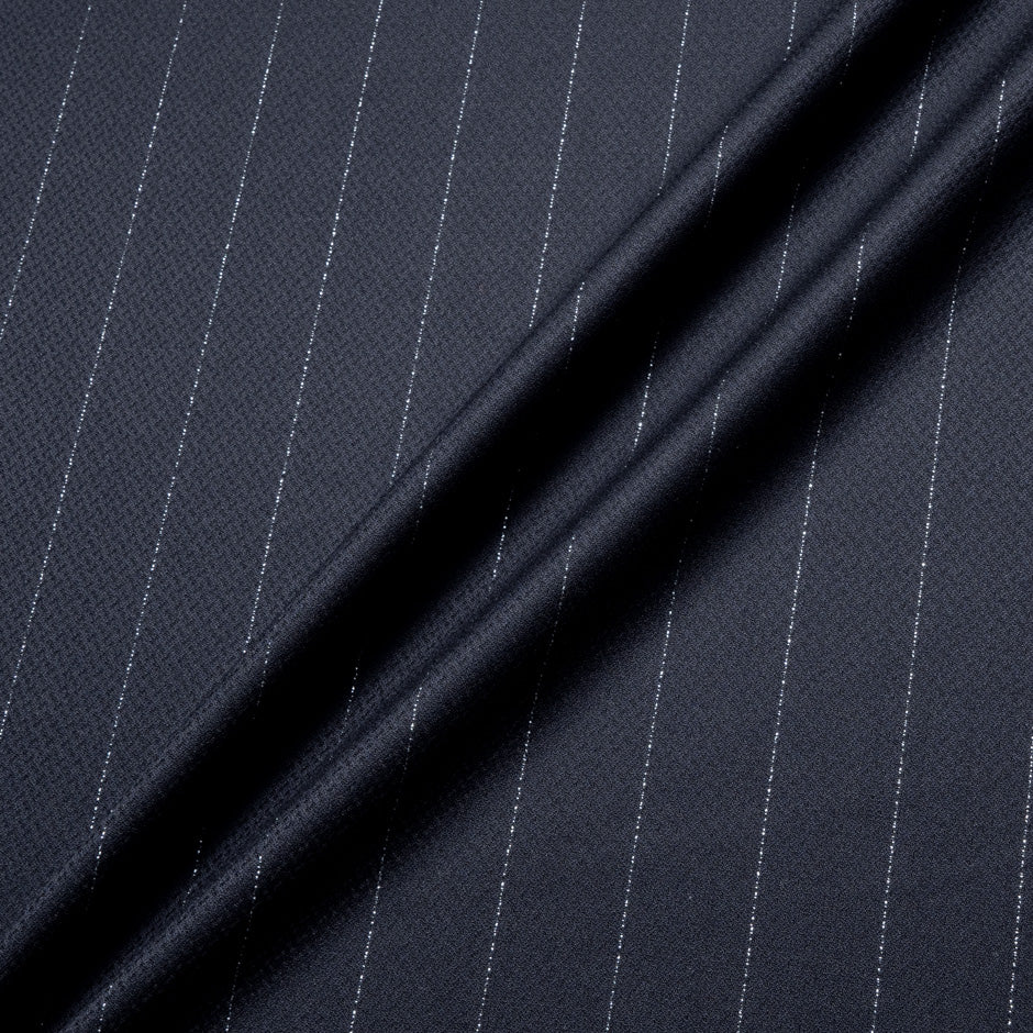 Super 120s Worsted Wool & Cashmere Blue Pinstripe Suiting