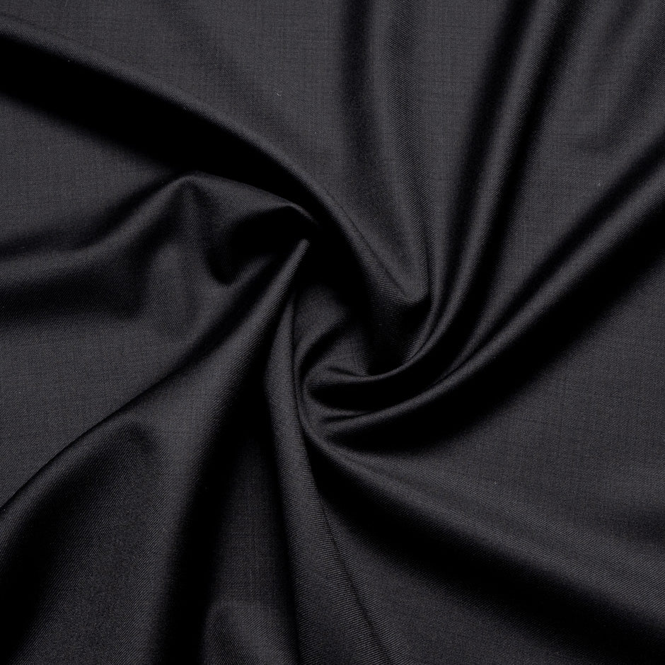 Plain Black Superfine Trofeo Pure Wool Suiting (A 2.45m Piece)