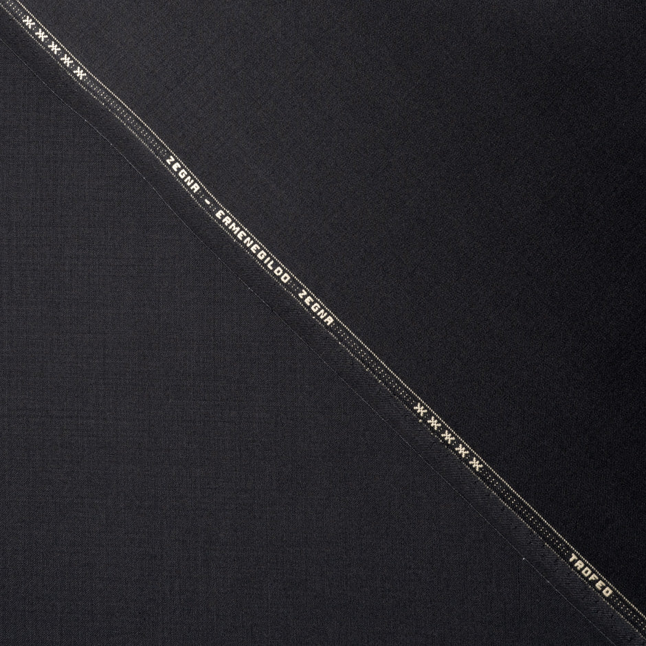 Plain Black Superfine Trofeo Pure Wool Suiting (A 2.45m Piece)