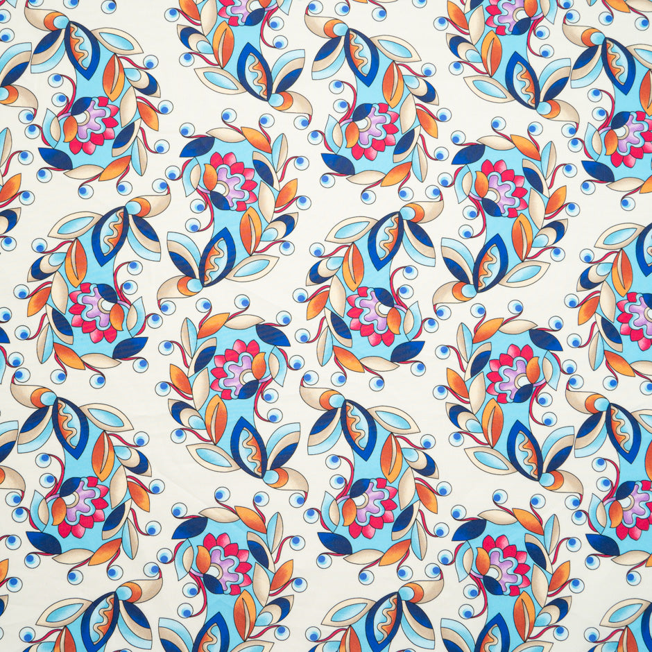 Multi Patterned Cream Printed Luxury Cotton