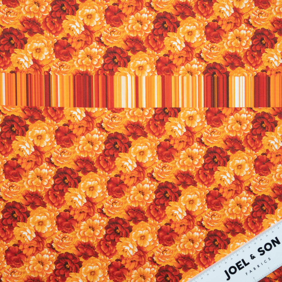 Orange & Red Floral Printed Luxury Cotton (A 2.60m Piece)