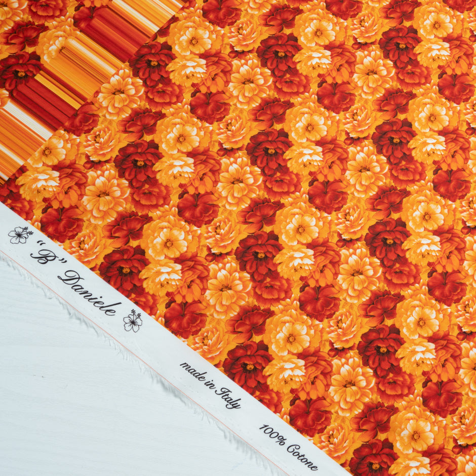 Orange & Red Floral Printed Luxury Cotton (A 2.60m Piece)