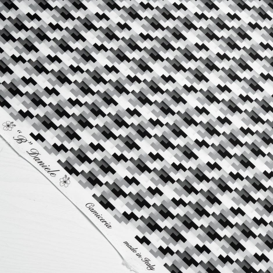 Grey Geometric Printed Luxury Cotton