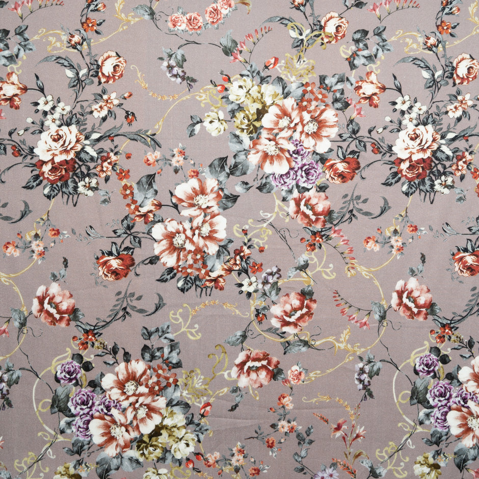 Brown & Grey Floral Printed Pure Cotton