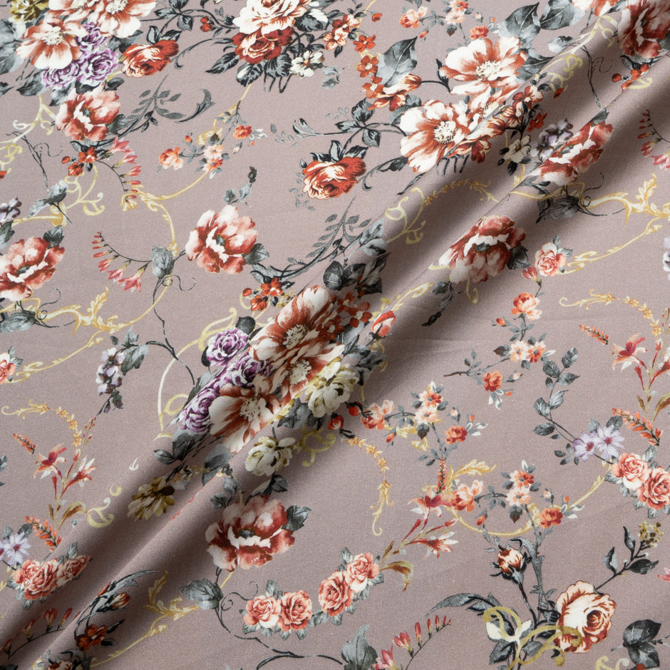 Brown & Grey Floral Printed Pure Cotton