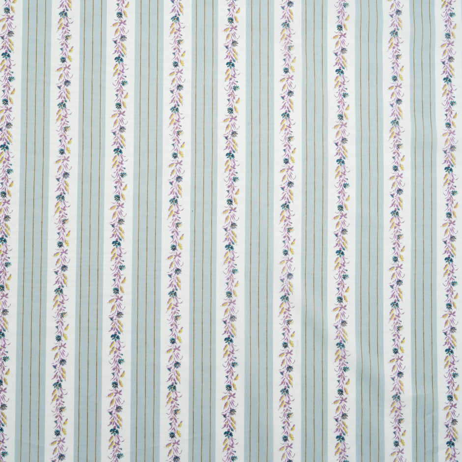Floral & Stripe Eau de Nil Pure Cotton