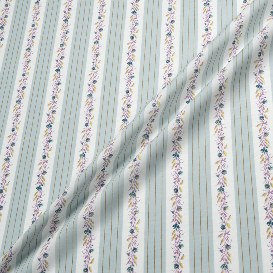 Floral & Stripe Eau de Nil Pure Cotton