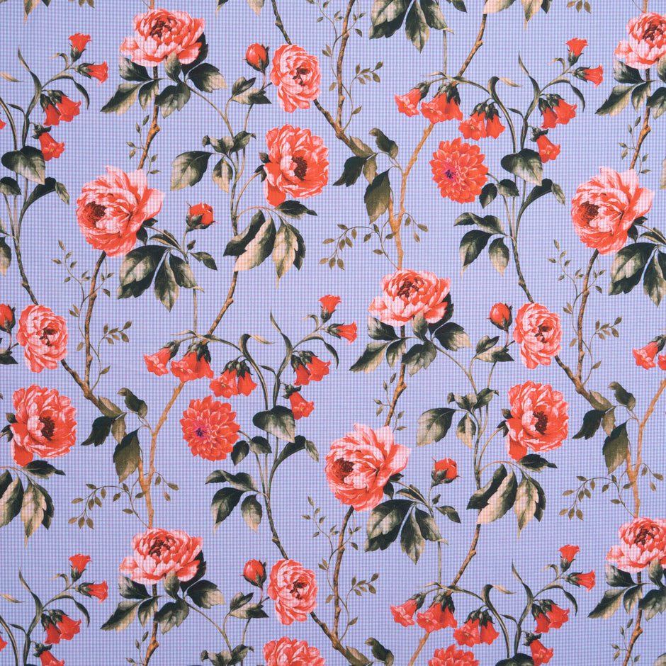 Floral Printed Gingham Checked Pure Cotton