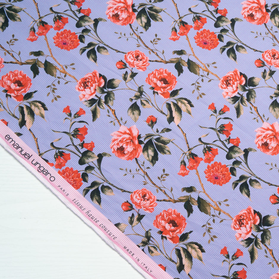 Floral Printed Gingham Checked Pure Cotton