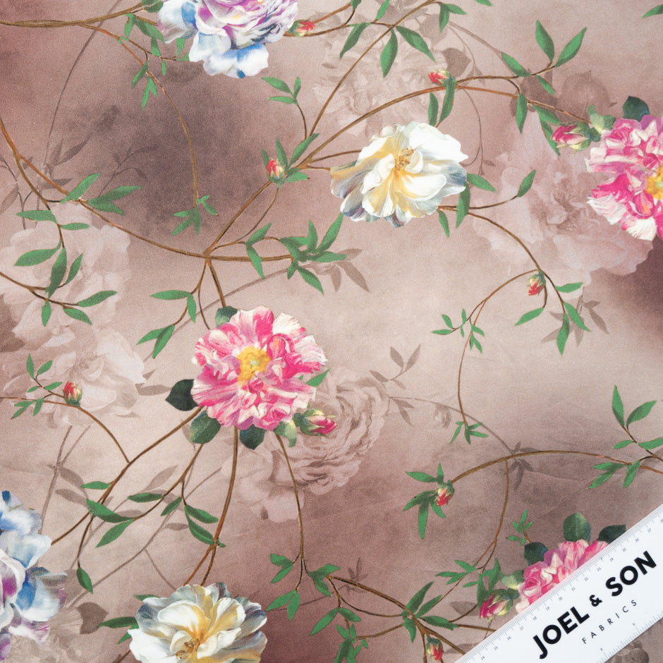 Floral Printed Brown Shaded Pure Cotton (A 2.45m Piece)