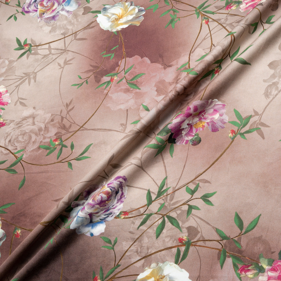 Floral Printed Brown Shaded Pure Cotton (A 2.45m Piece)