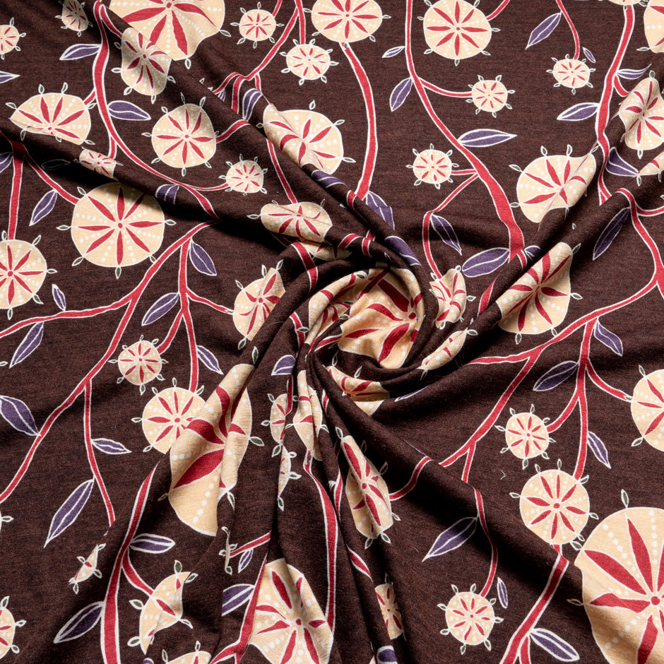 Abstract Floral Printed Wool Jersey