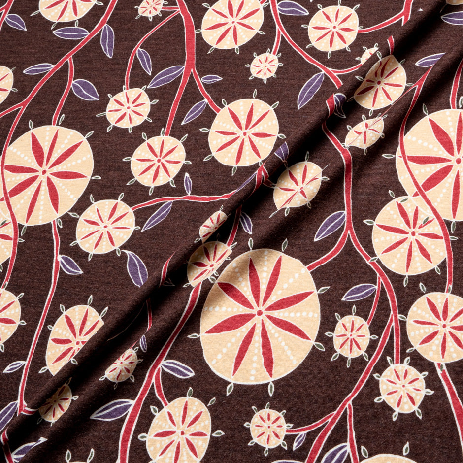 Abstract Floral Printed Wool Jersey