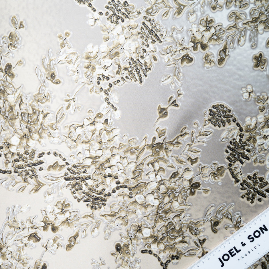 Floral Printed Soft Finish Champagne Silk Mikado