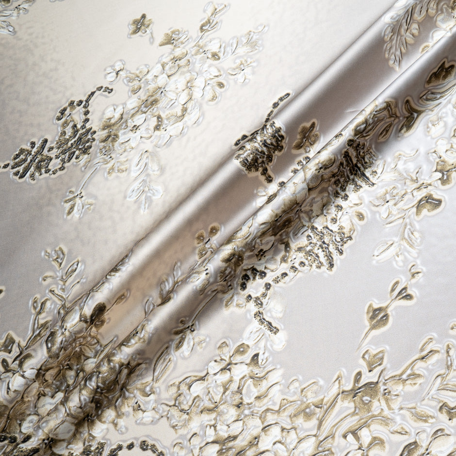 Floral Printed Soft Finish Champagne Silk Mikado