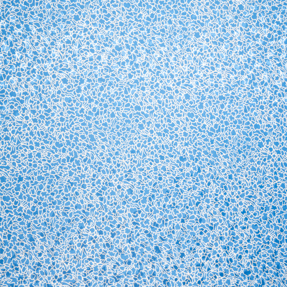 White Abstract Printed Rich Blue Silk Jacquard