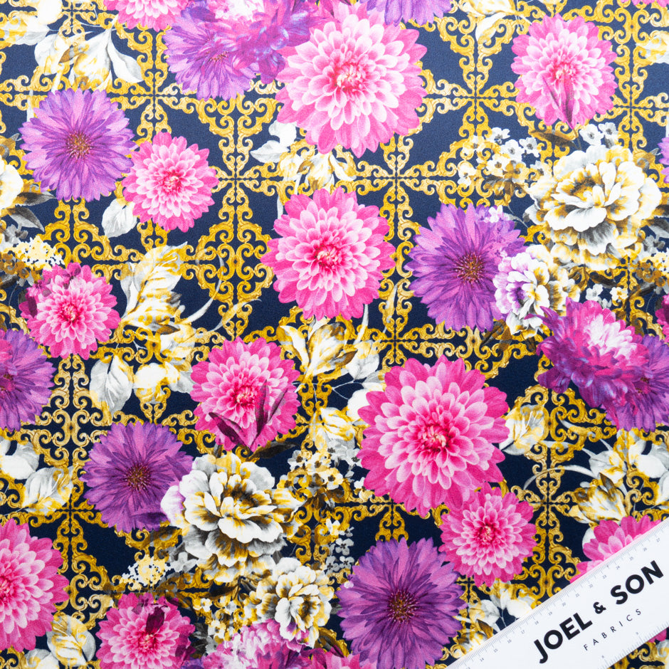 Floral & Geo Printed Silk Satin Charmeuse