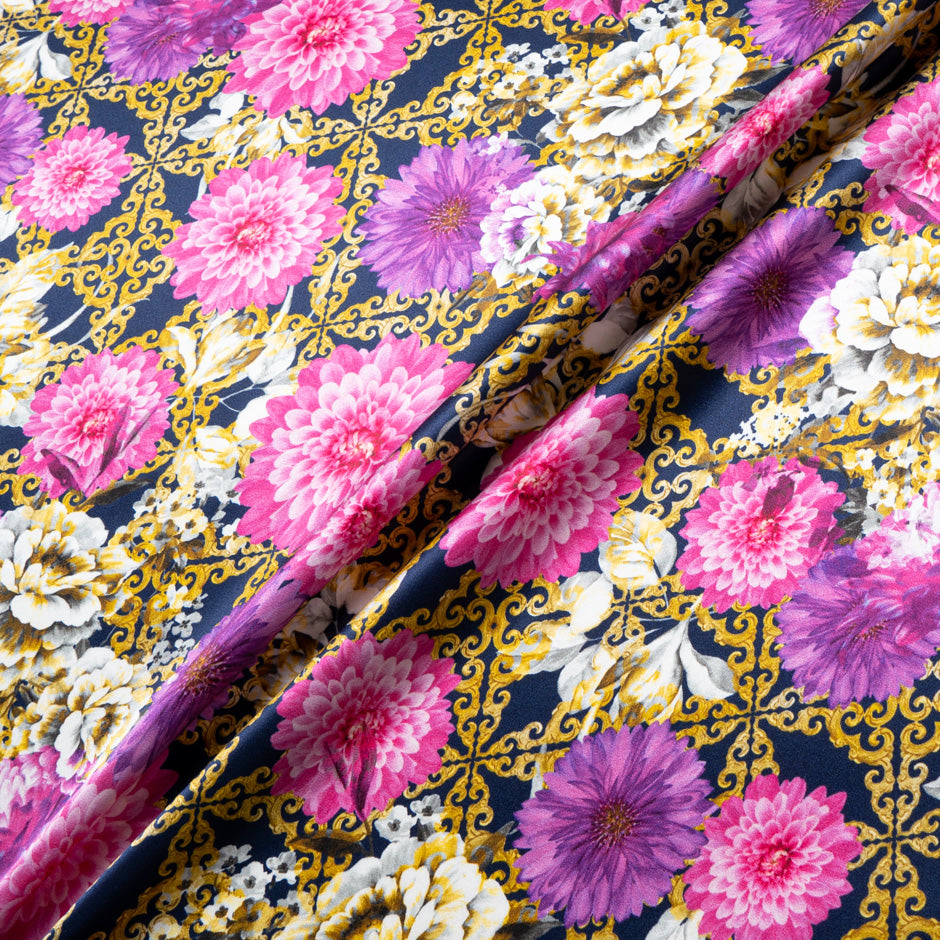 Floral & Geo Printed Silk Satin Charmeuse