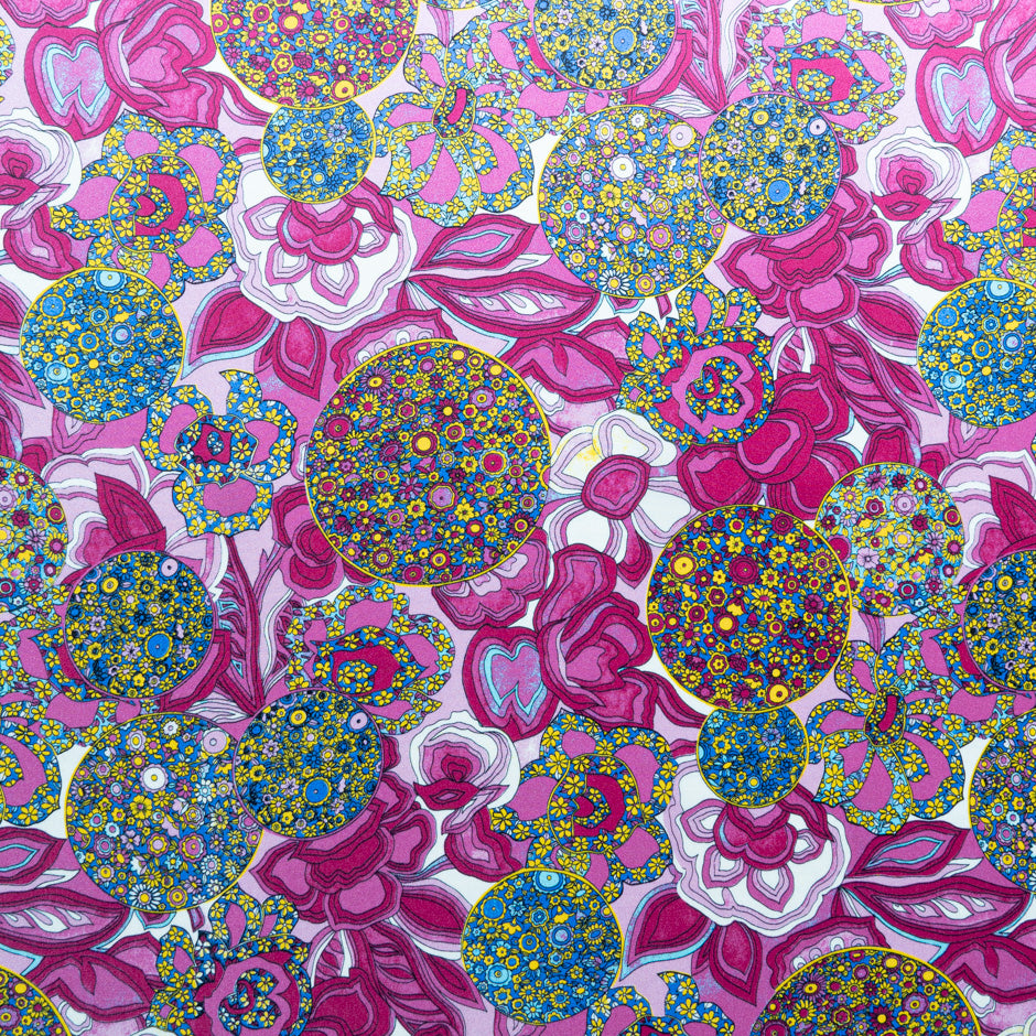 Floral & Geo Printed Silk Satin Charmeuse