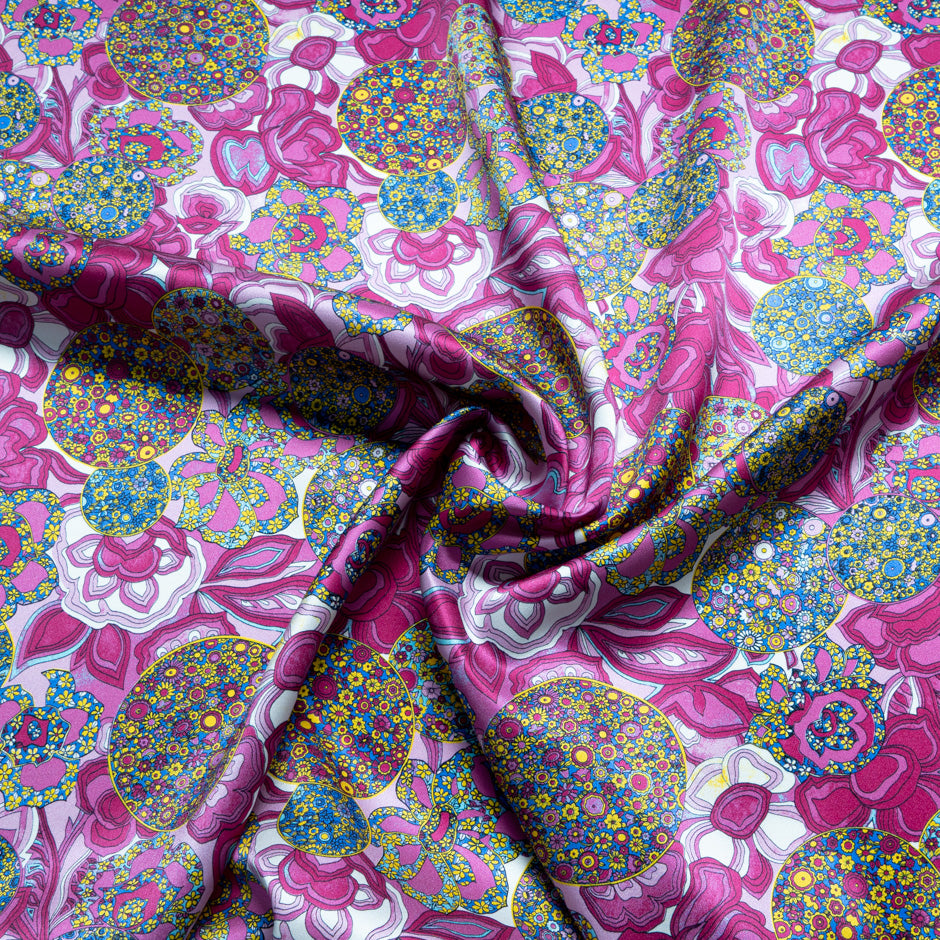 Floral & Geo Printed Silk Satin Charmeuse