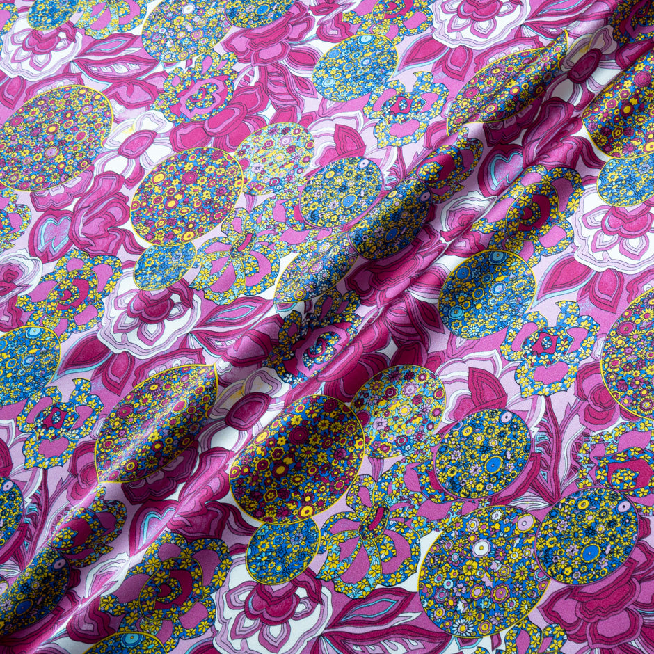 Floral & Geo Printed Silk Satin Charmeuse