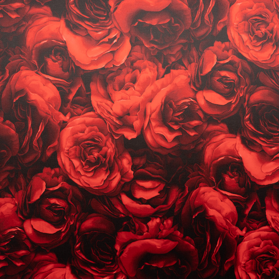 Red Rose Printed Cotton Duchess Satin