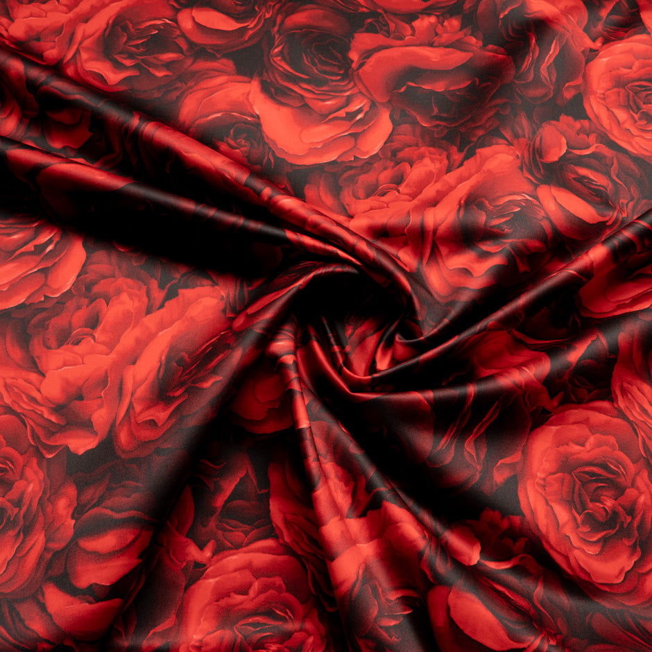 Red Rose Printed Cotton Duchess Satin