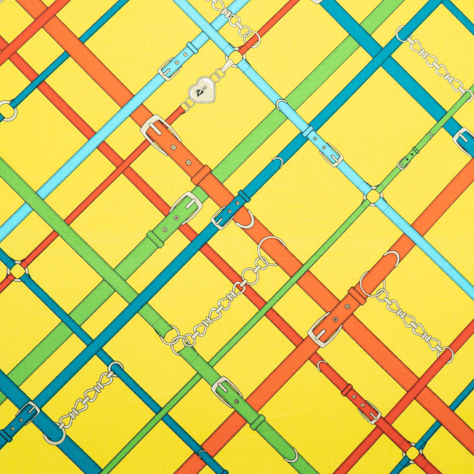Multi 'Belt' Printed Yellow Cotton Twill