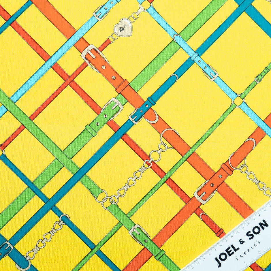 Multi 'Belt' Printed Yellow Cotton Twill