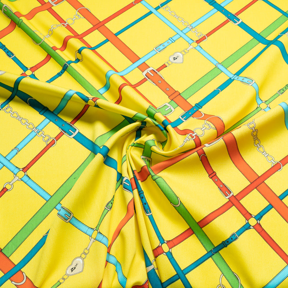 Multi 'Belt' Printed Yellow Cotton Twill