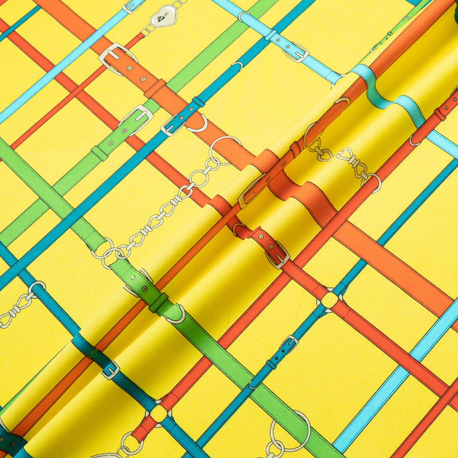 Multi 'Belt' Printed Yellow Cotton Twill