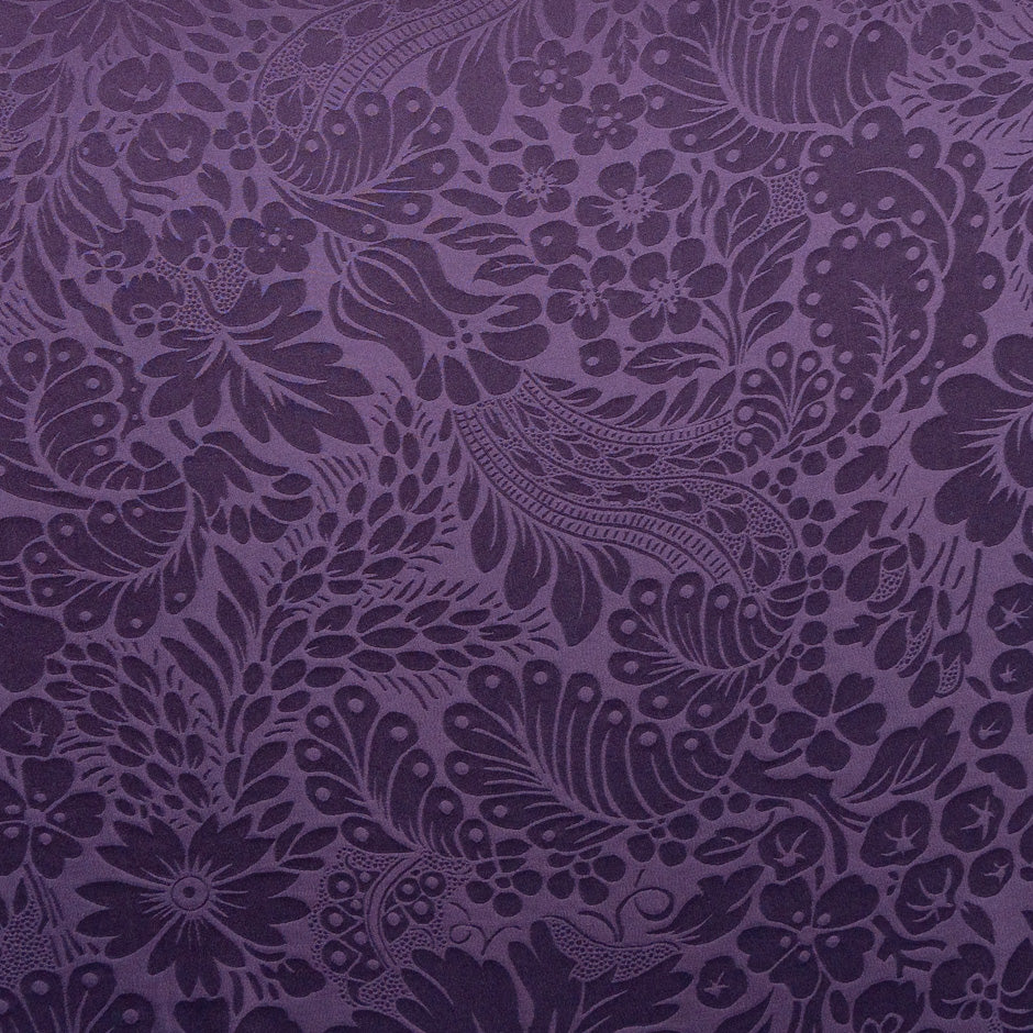 Eggplant Floral Jacquard Pure Silk