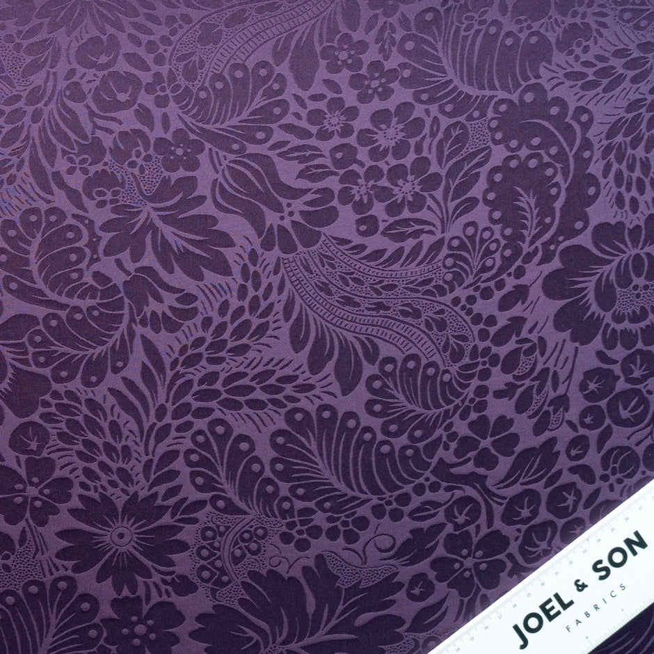 Eggplant Floral Jacquard Pure Silk