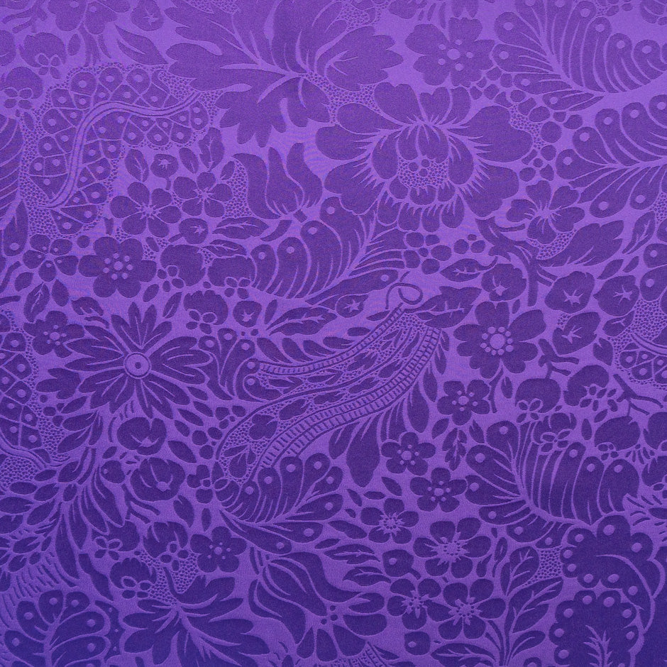 Rich Purple Floral Jacquard Pure Silk