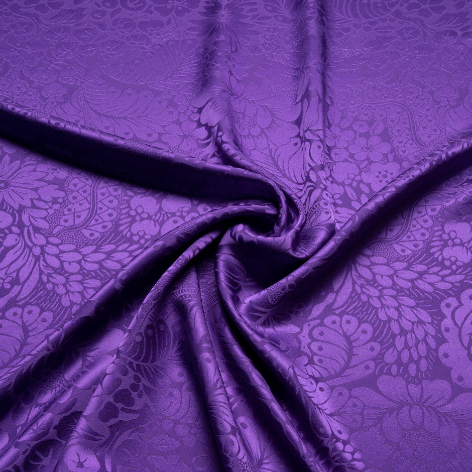 Rich Purple Floral Jacquard Pure Silk