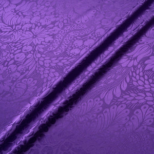 Rich Purple Floral Jacquard Pure Silk