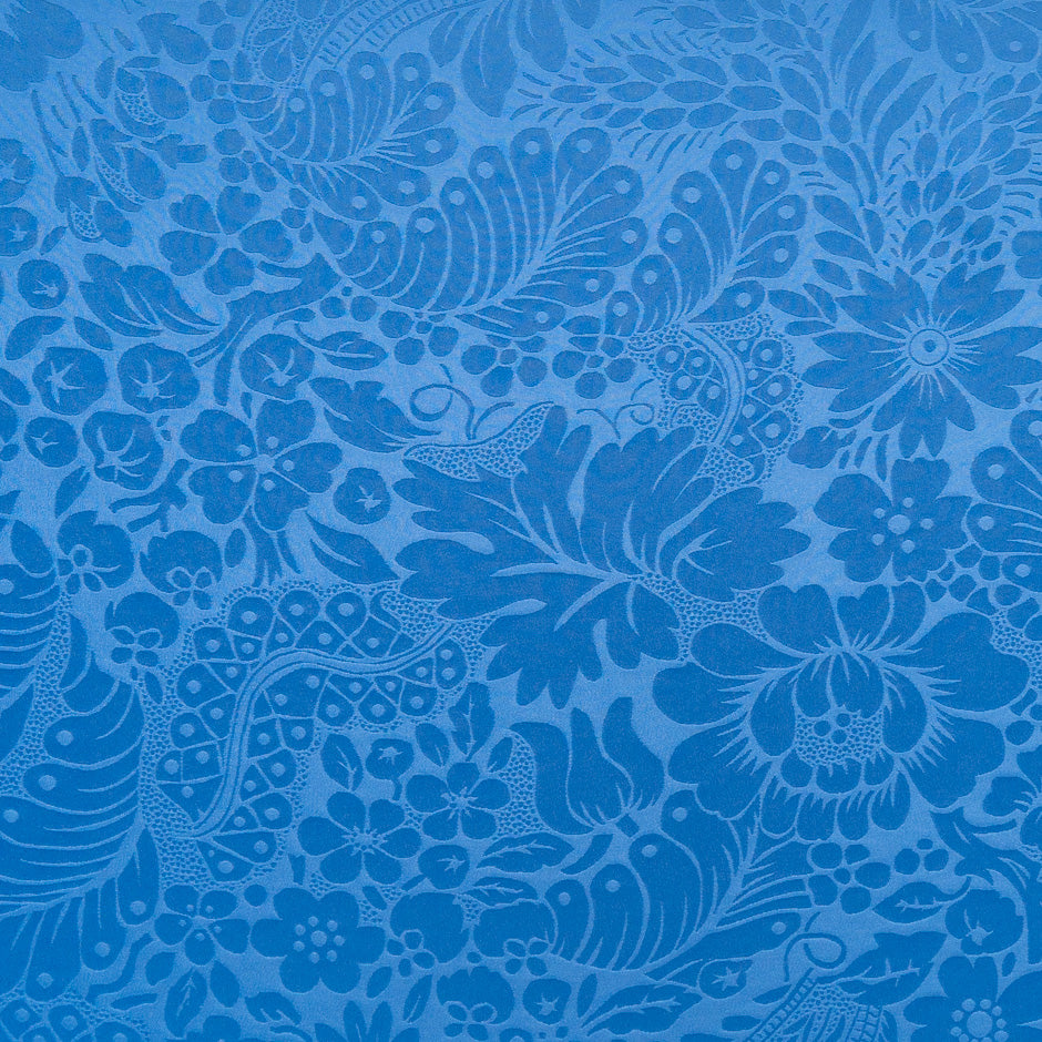 Rich Blue Floral Jacquard Pure Silk