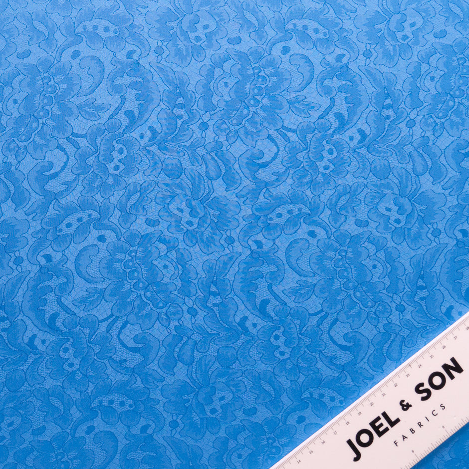 Rich Blue Floral Lace Jacquard Pure Silk