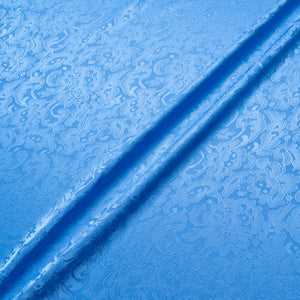 Rich Blue Floral Lace Jacquard Pure Silk