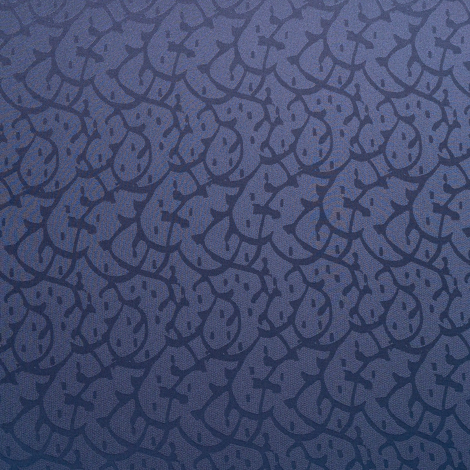 Navy Blue Abstract Jacquard Pure Silk