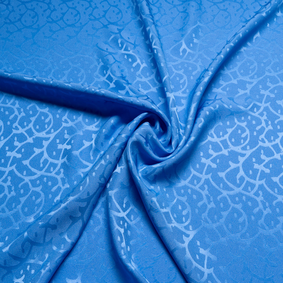 Rich Blue Abstract Jacquard Pure Silk