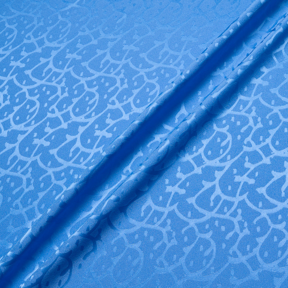 Rich Blue Abstract Jacquard Pure Silk