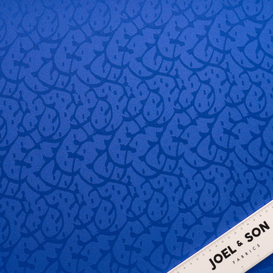 Royal Blue Abstract Jacquard Pure Silk