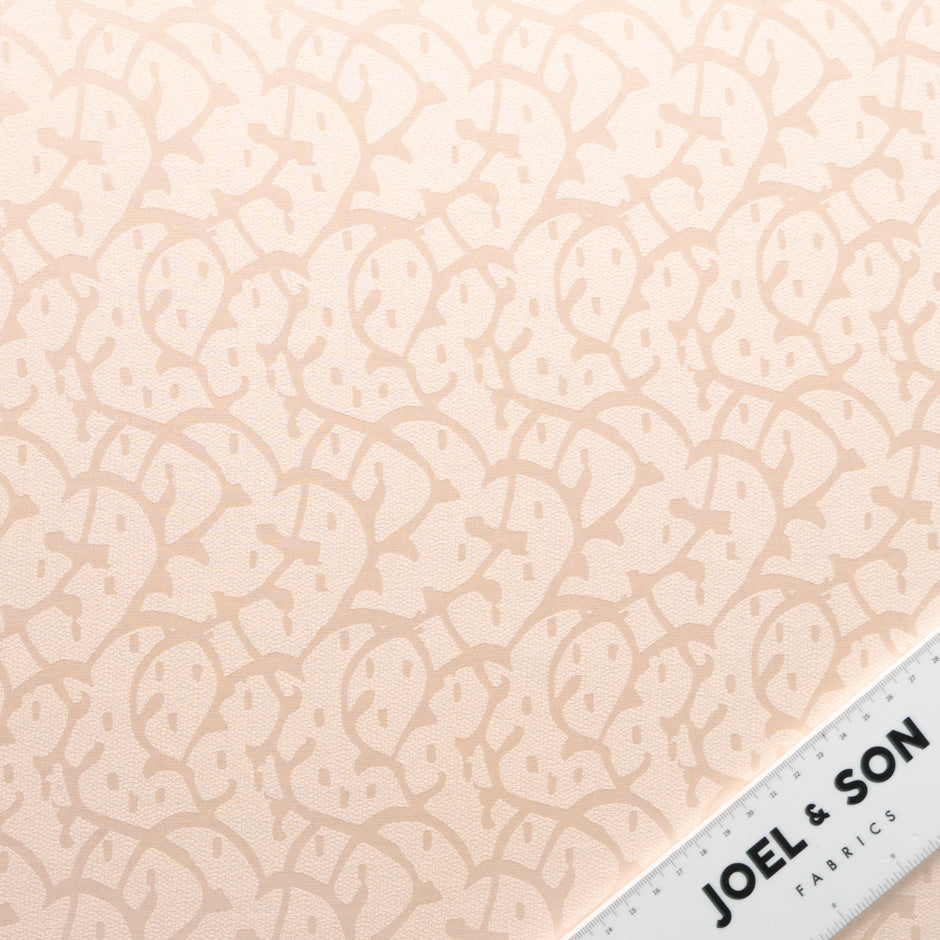 Soft Peach Abstract Jacquard Pure Silk