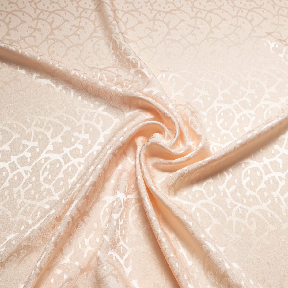 Soft Peach Abstract Jacquard Pure Silk