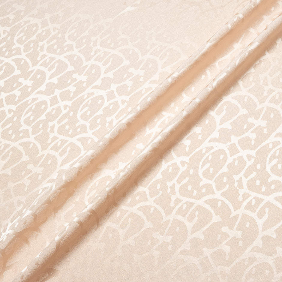 Soft Peach Abstract Jacquard Pure Silk