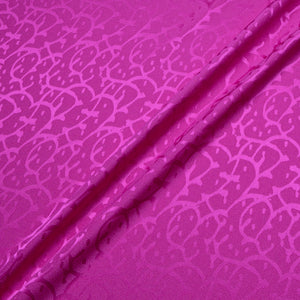 Fuchsia Pink Abstract Jacquard Pure Silk